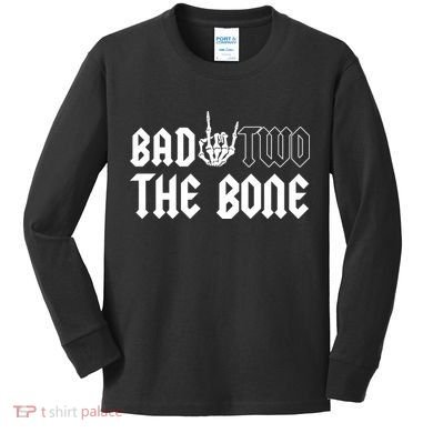 2nd Birthday Bad Two The Bone Party Kids Long Sleeve Shirt