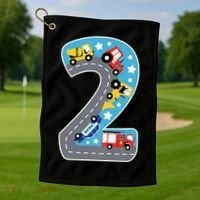 2nd Birthday Car Carpet 2 Year Old Car Gift Golf Towel thumb 1