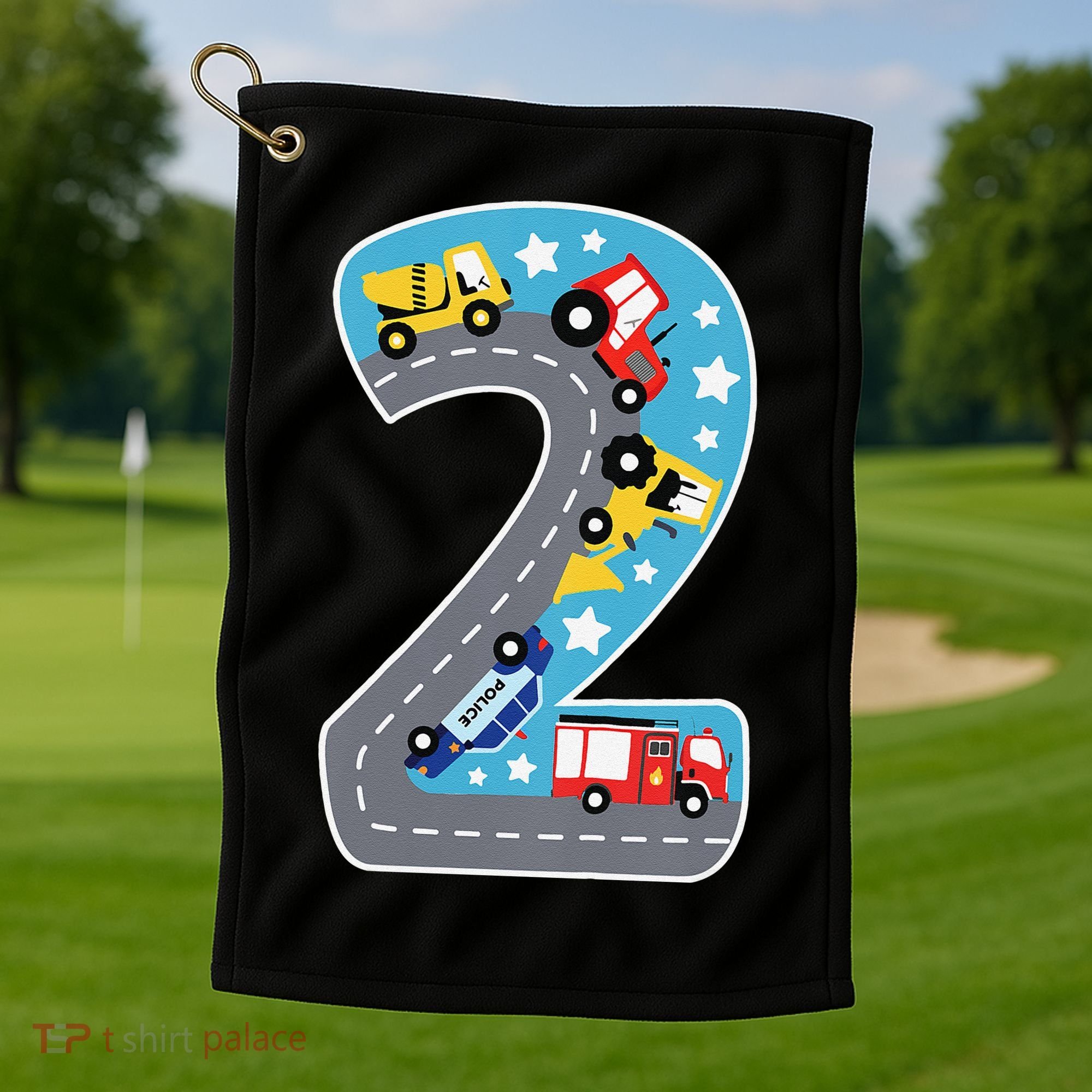 2nd Birthday Car Carpet 2 Year Old Car Gift Golf Towel