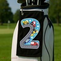 2nd Birthday Car Carpet 2 Year Old Car Gift Golf Towel thumb 2