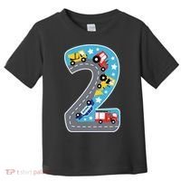 2nd Birthday Car Carpet 2 Year Old Car Gift Toddler T-Shirt thumb 0