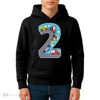 2nd Birthday Car Carpet 2 Year Old Car Gift Kids Hoodie thumb 4