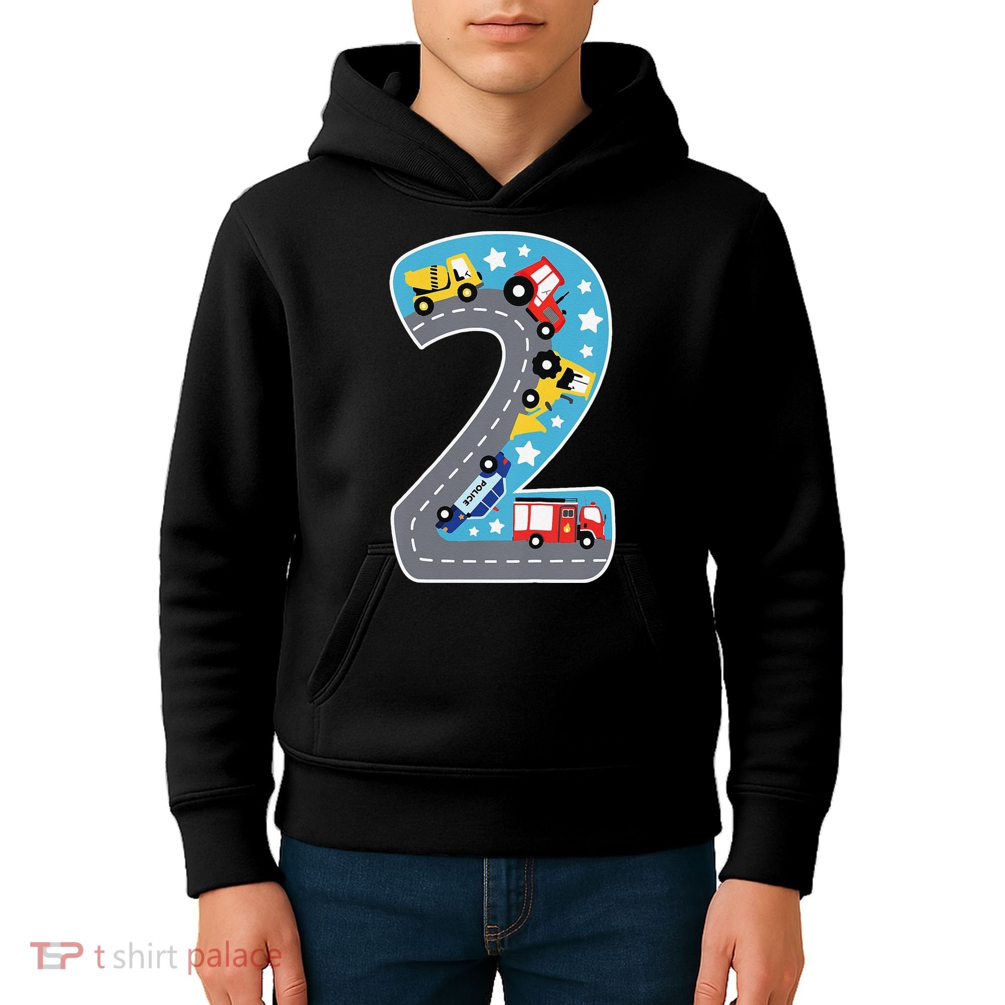 2nd Birthday Car Carpet 2 Year Old Car Gift Kids Hoodie