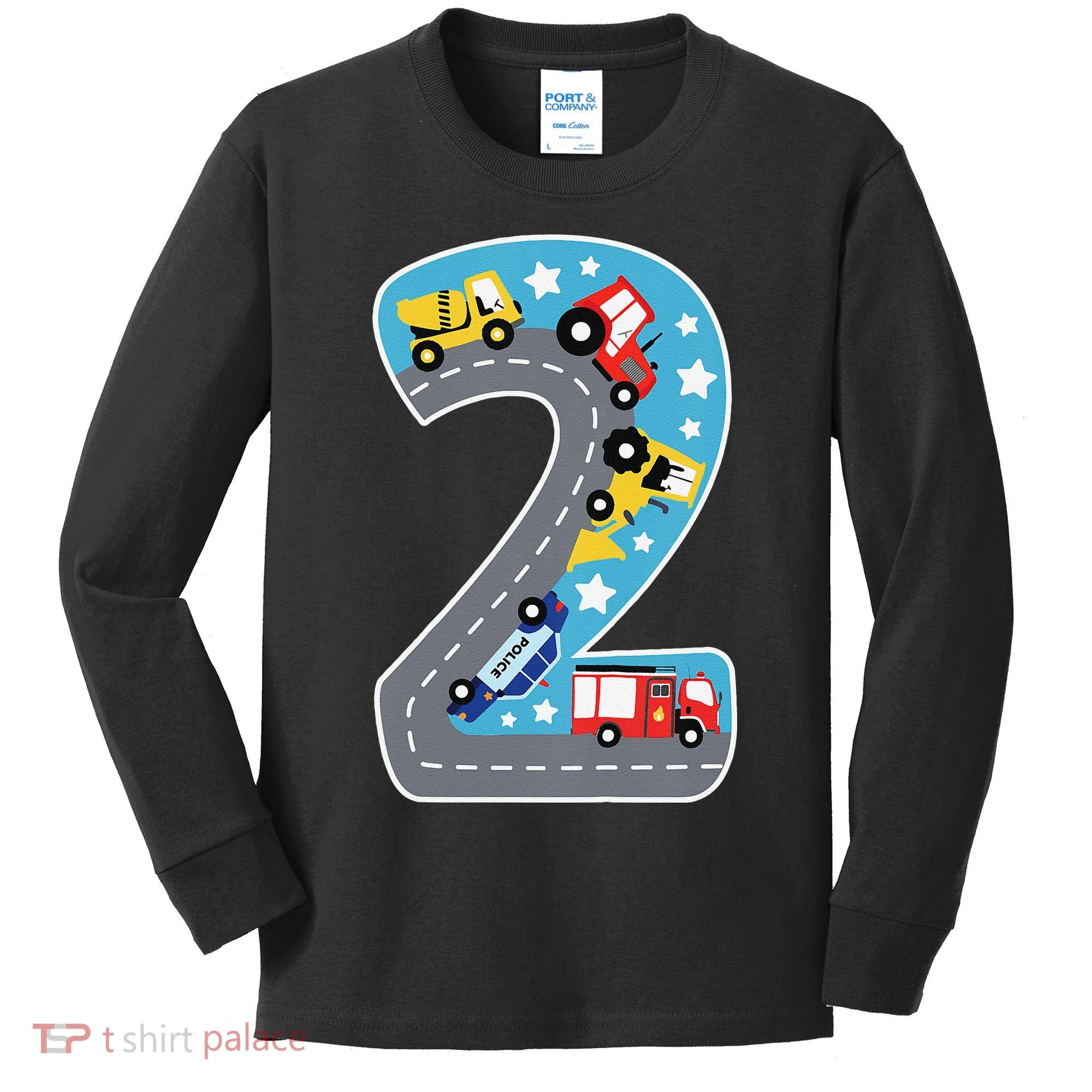 2nd Birthday Car Carpet 2 Year Old Car Gift Kids Long Sleeve Shirt