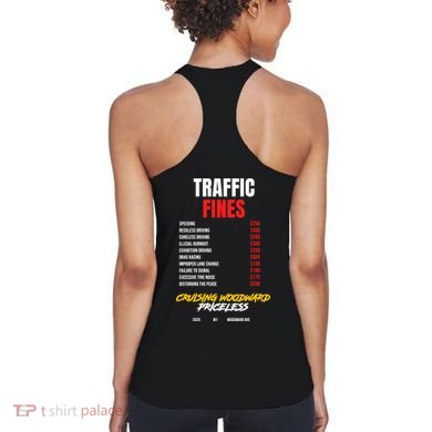 2026 Burnout Cruising Woodward Priceless Traffic Fines Front & Back Women's Tank Top back