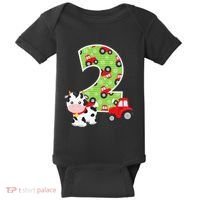 2nd Birthday Farm Animals Number 2 Years Old Party Baby Bodysuit thumb 0