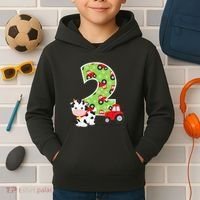 2nd Birthday Farm Animals Number 2 Years Old Party Kids Hoodie thumb 2