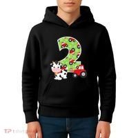 2nd Birthday Farm Animals Number 2 Years Old Party Kids Hoodie thumb 4