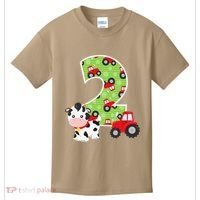 2nd Birthday Farm Animals Number 2 Years Old Party Kids T-Shirt thumb 0