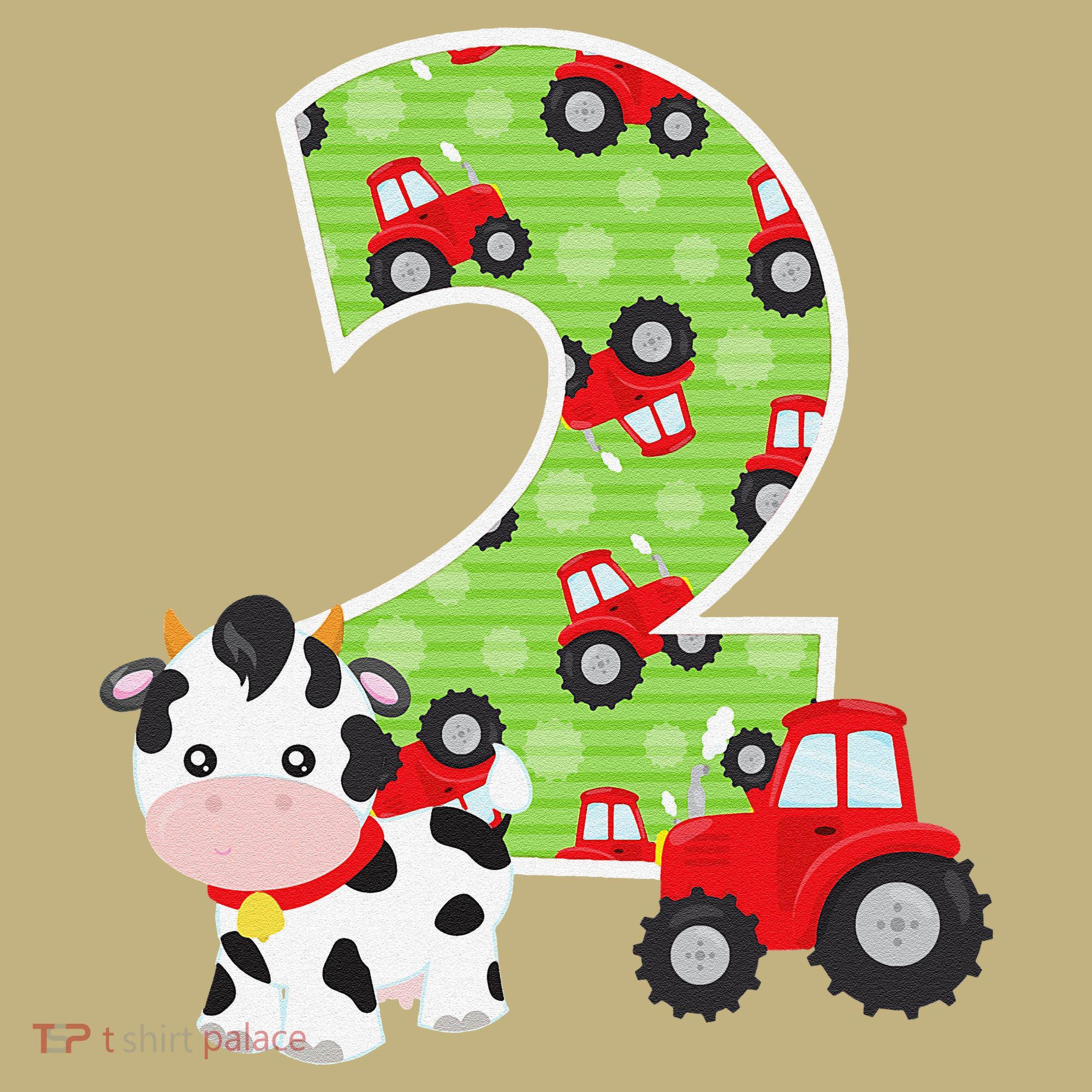 2nd Birthday Farm Animals Number 2 Years Old Party Kids T-Shirt
