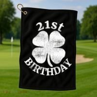 21st Birthday Funny St. Patricks Day Party Beer Gift Golf Towel thumb 1