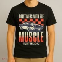 21st Birthday Gift Born 2002 Vintage Muscle Car T-Shirt thumb 3