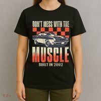 21st Birthday Gift Born 2002 Vintage Muscle Car T-Shirt thumb 4
