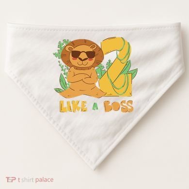 2nd Birthday Like A Boss Lion Cute Gift USA-Made Doggie Bandana