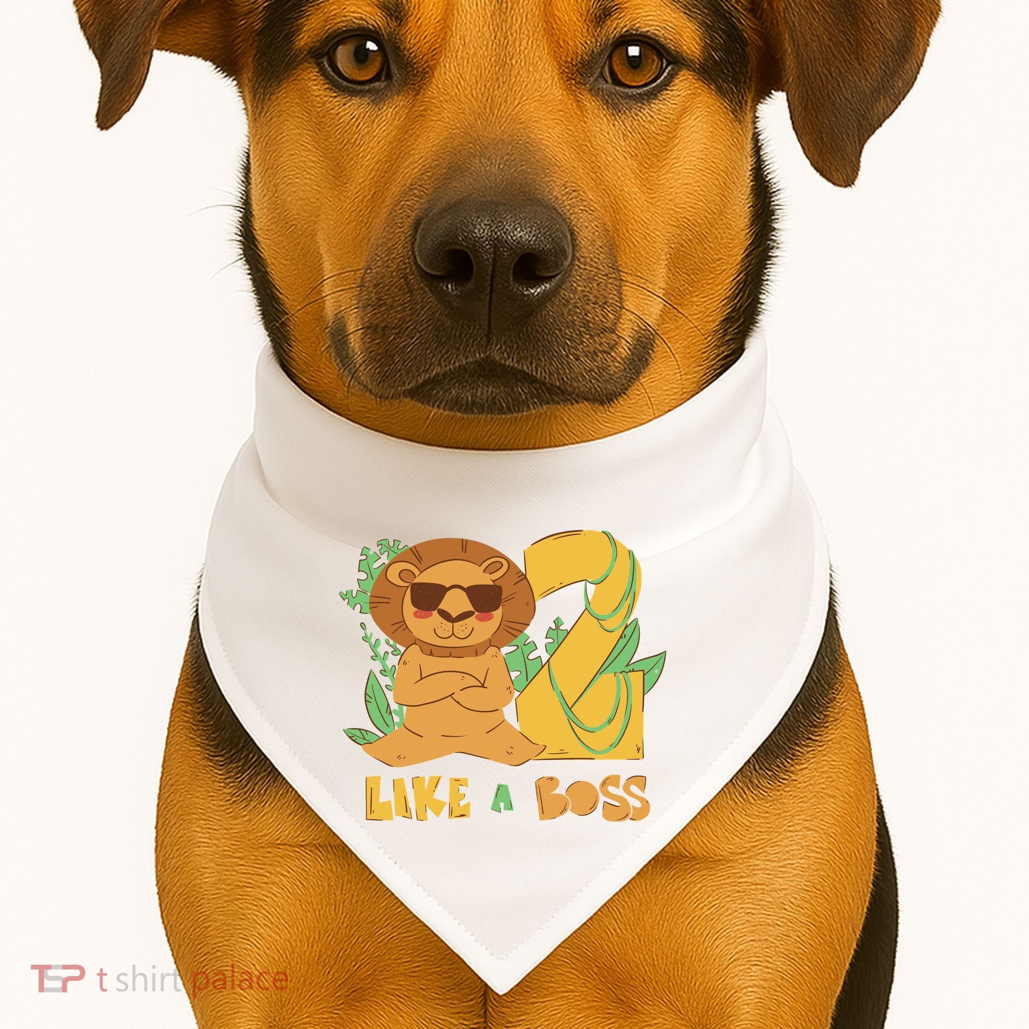 2nd Birthday Like A Boss Lion Cute Gift USA-Made Doggie Bandana