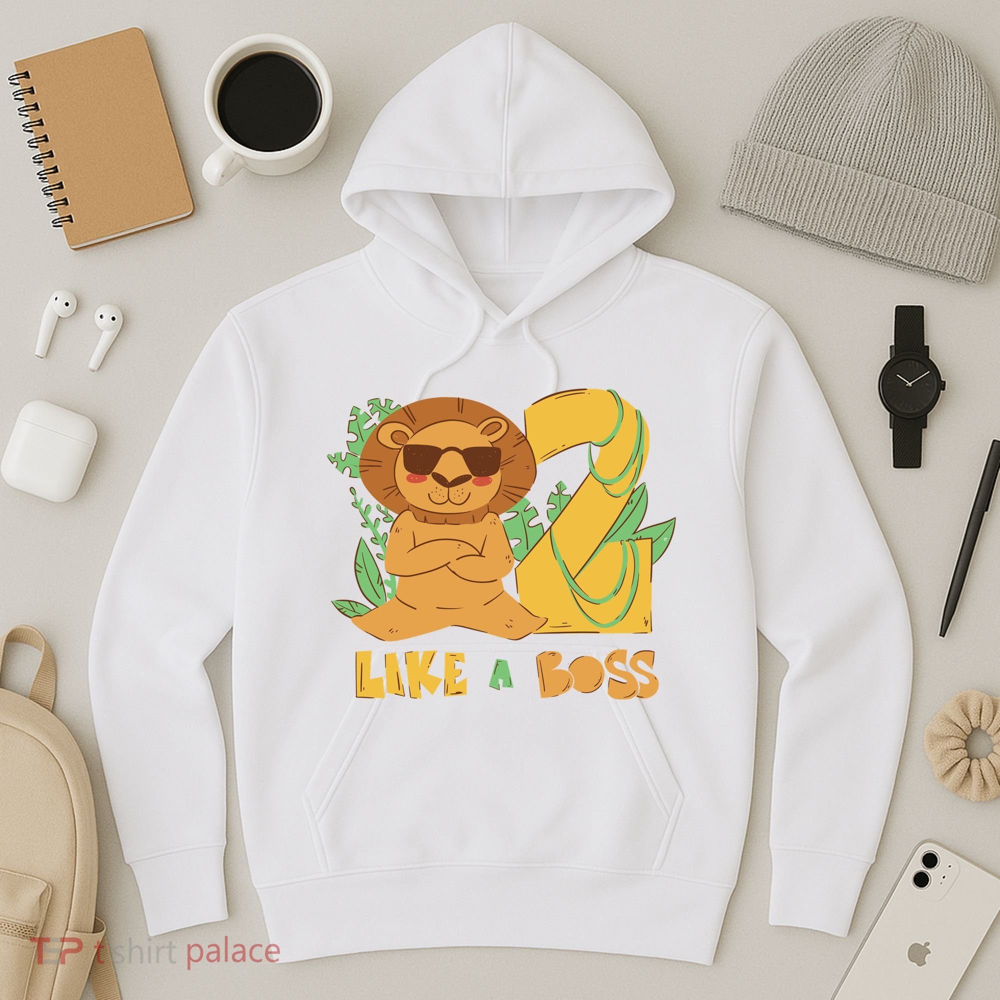2nd Birthday Like A Boss Lion Cute Gift Hoodie