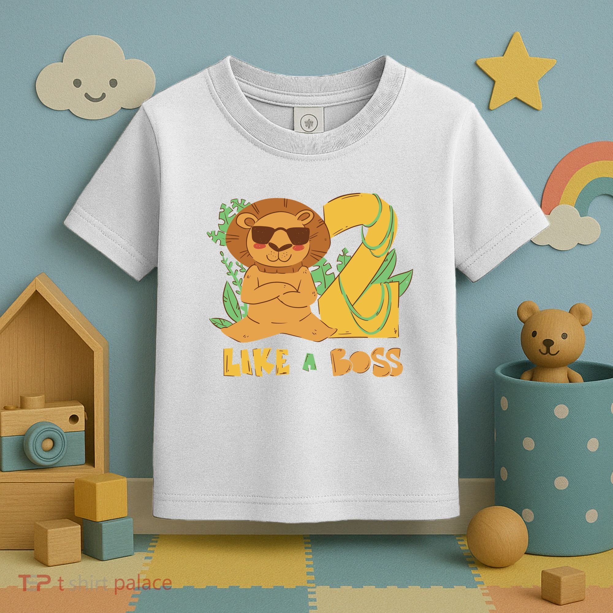 2nd Birthday Like A Boss Lion Cute Gift Toddler T-Shirt