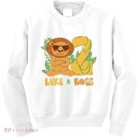 2nd Birthday Like A Boss Lion Cute Gift Kids Sweatshirt thumb 0
