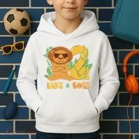 2nd Birthday Like A Boss Lion Cute Gift Kids Hoodie thumb 2
