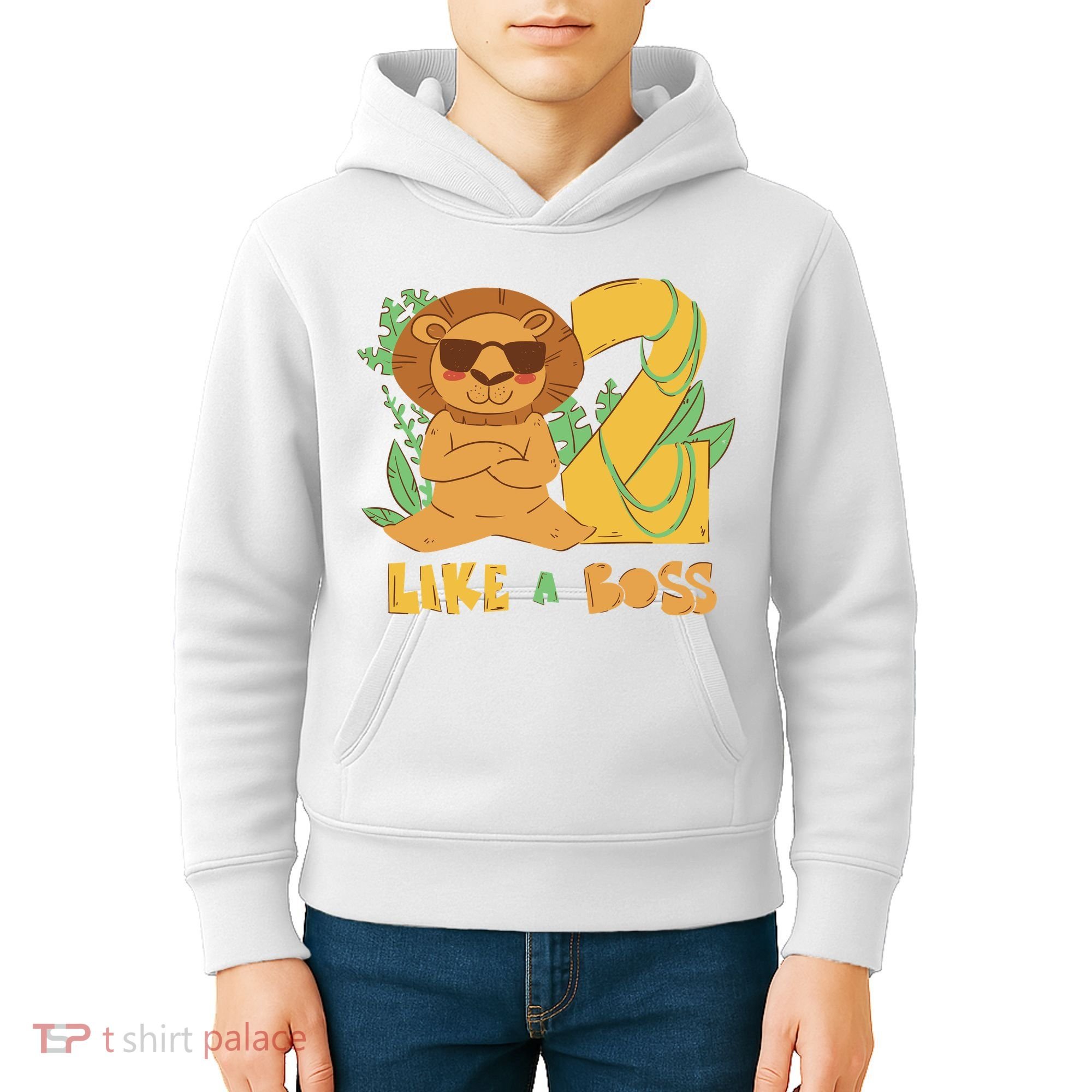 2nd Birthday Like A Boss Lion Cute Gift Kids Hoodie