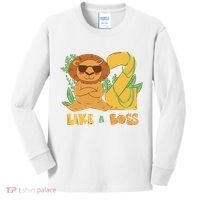 2nd Birthday Like A Boss Lion Cute Gift Kids Long Sleeve Shirt thumb 0