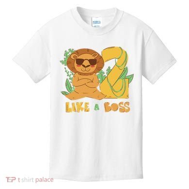 2nd Birthday Like A Boss Lion Cute Gift Kids T-Shirt