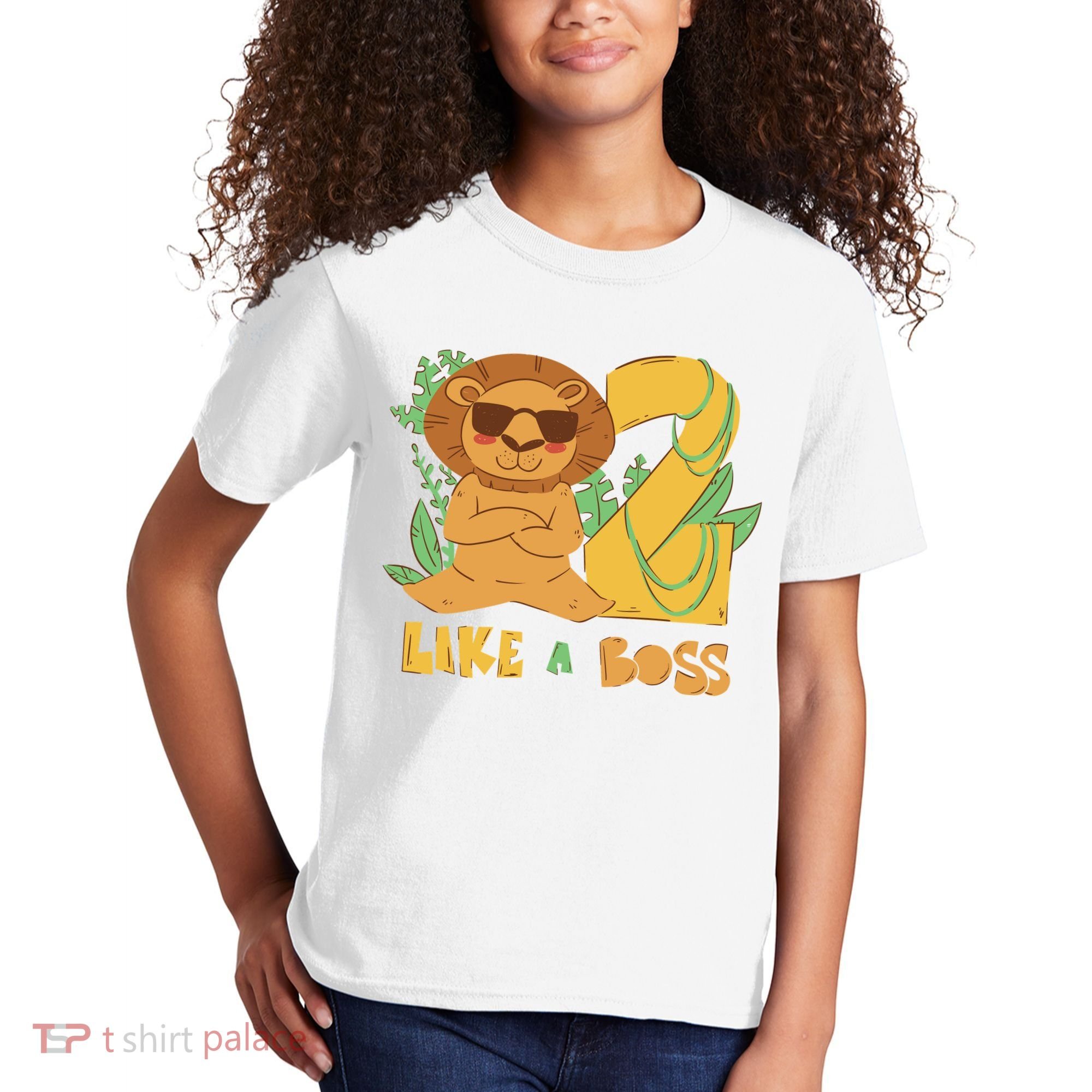 2nd Birthday Like A Boss Lion Cute Gift Kids T-Shirt