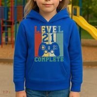 21 Birthday Level 21 Complete Meaningful Gift Kids Hoodie thumb 3