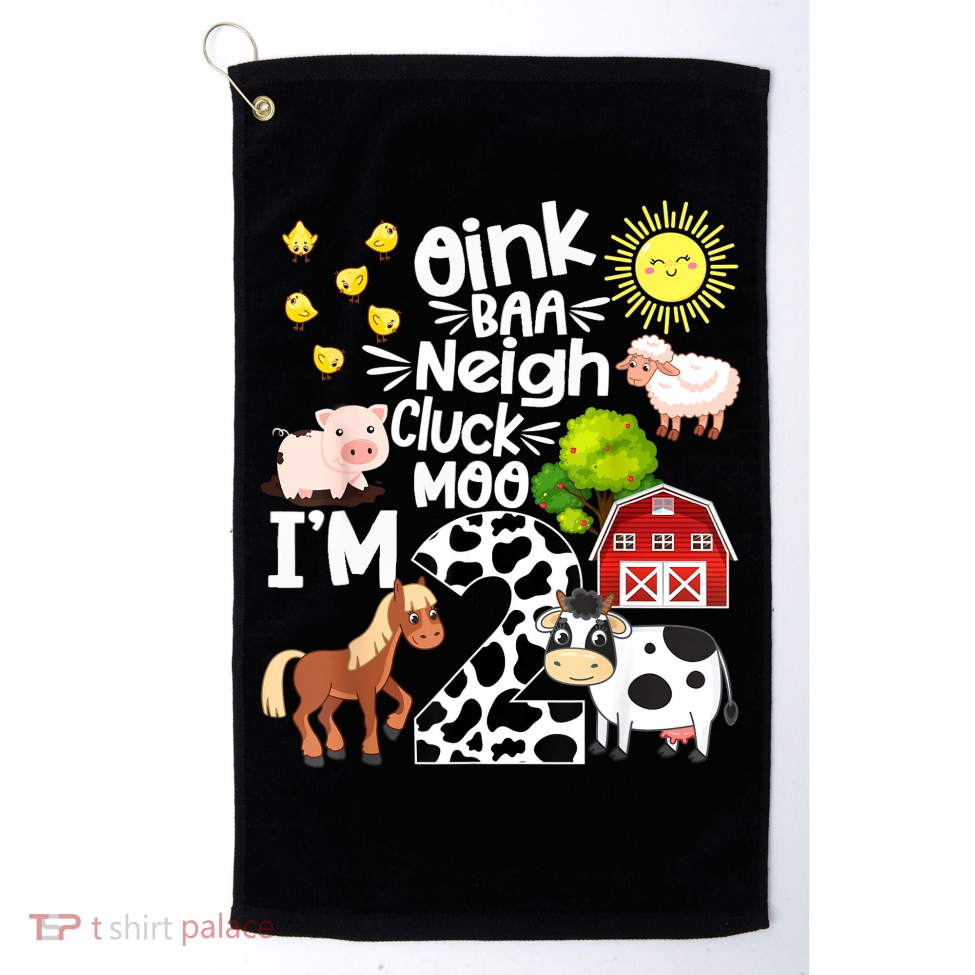 2nd Birthday Oink Baa Neigh Cluck Moo I'm 2 Farm Birthday Golf Towel