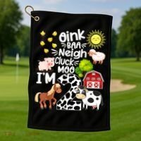 2nd Birthday Oink Baa Neigh Cluck Moo I'm 2 Farm Birthday Golf Towel thumb 1