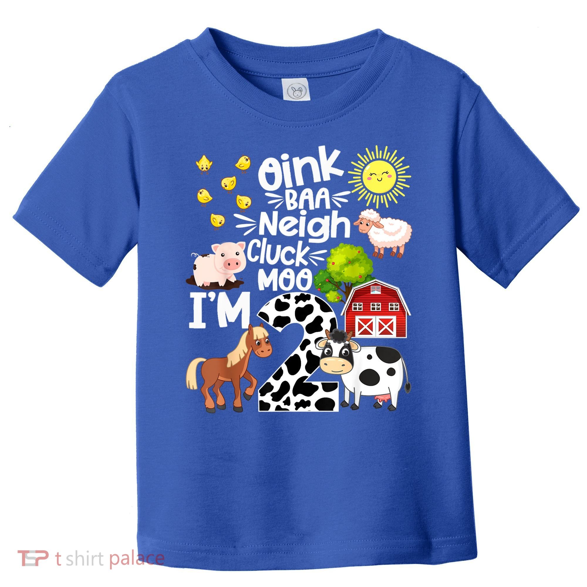 2nd Birthday Oink Baa Neigh Cluck Moo I'm 2 Farm Birthday Toddler T-Shirt