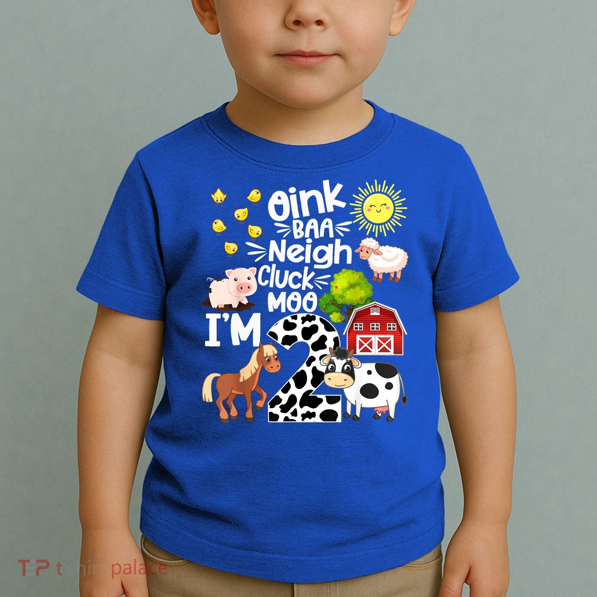 2nd Birthday Oink Baa Neigh Cluck Moo I'm 2 Farm Birthday Toddler T-Shirt