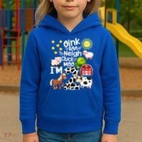 2nd Birthday Oink Baa Neigh Cluck Moo I'm 2 Farm Birthday Kids Hoodie thumb 3
