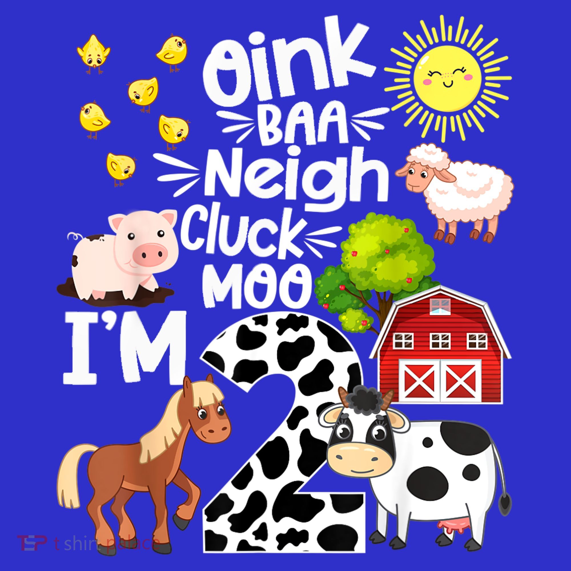 2nd Birthday Oink Baa Neigh Cluck Moo I'm 2 Farm Birthday Kids Hoodie