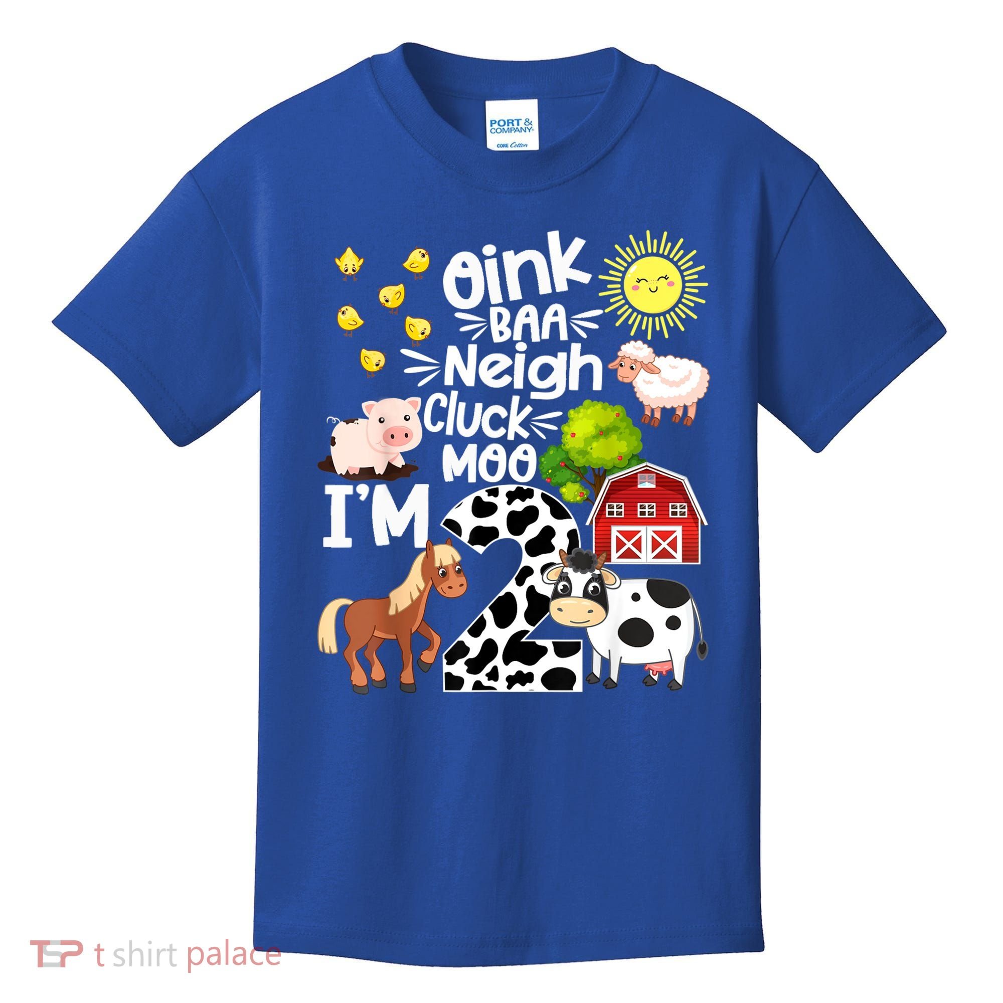 2nd Birthday Oink Baa Neigh Cluck Moo I'm 2 Farm Birthday Kids T-Shirt