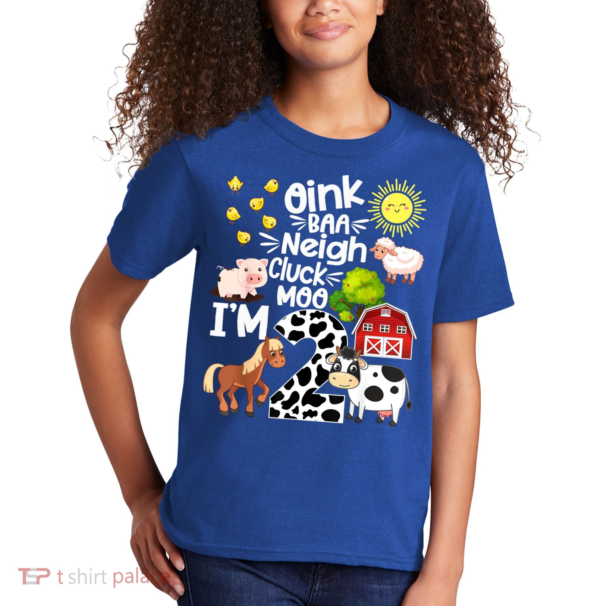 2nd Birthday Oink Baa Neigh Cluck Moo I'm 2 Farm Birthday Kids T-Shirt