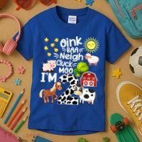 2nd Birthday Oink Baa Neigh Cluck Moo I'm 2 Farm Birthday Kids T-Shirt thumb 3
