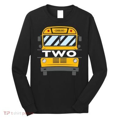 2nd Birthday School Bus theme party Long Sleeve Shirt