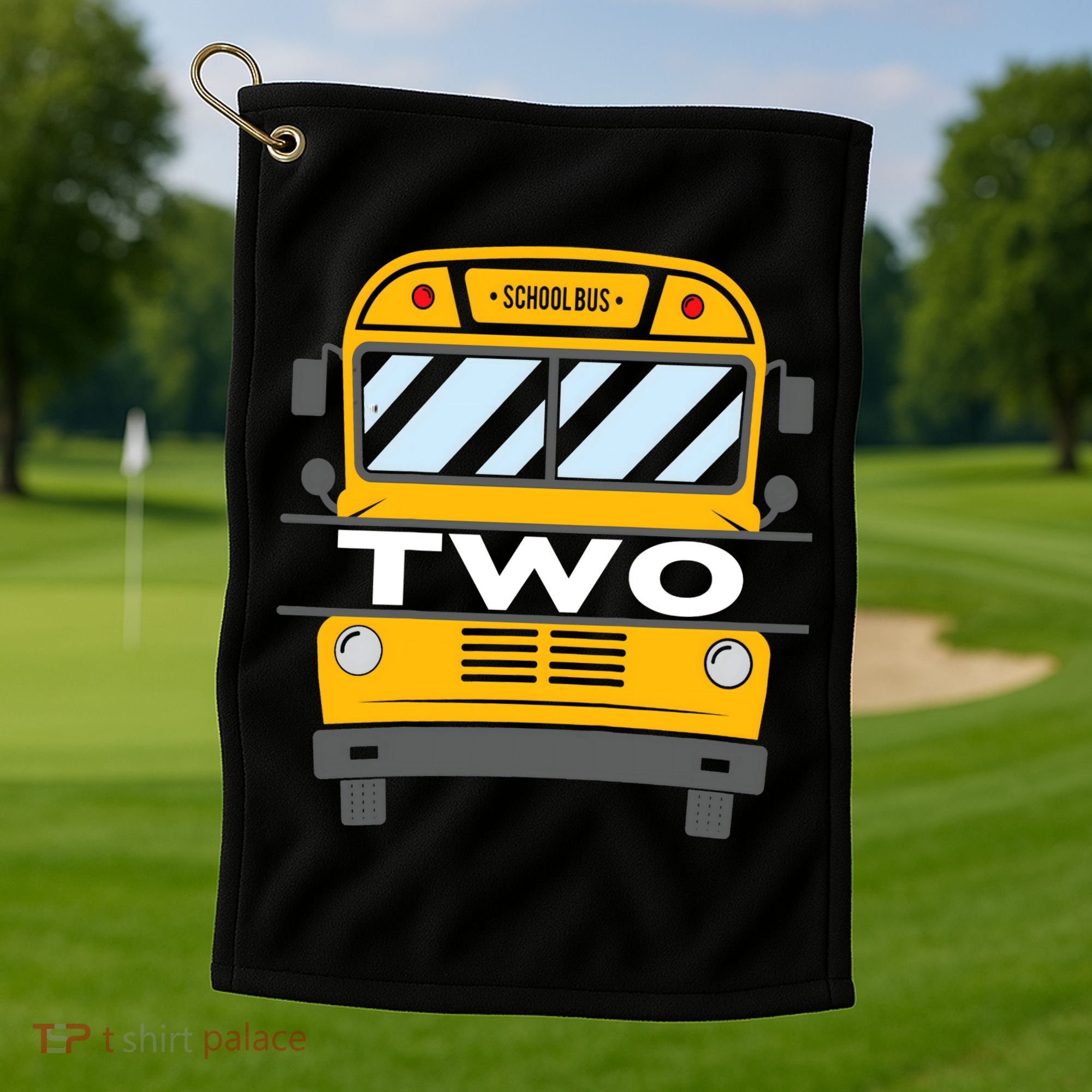2nd Birthday School Bus theme party Golf Towel