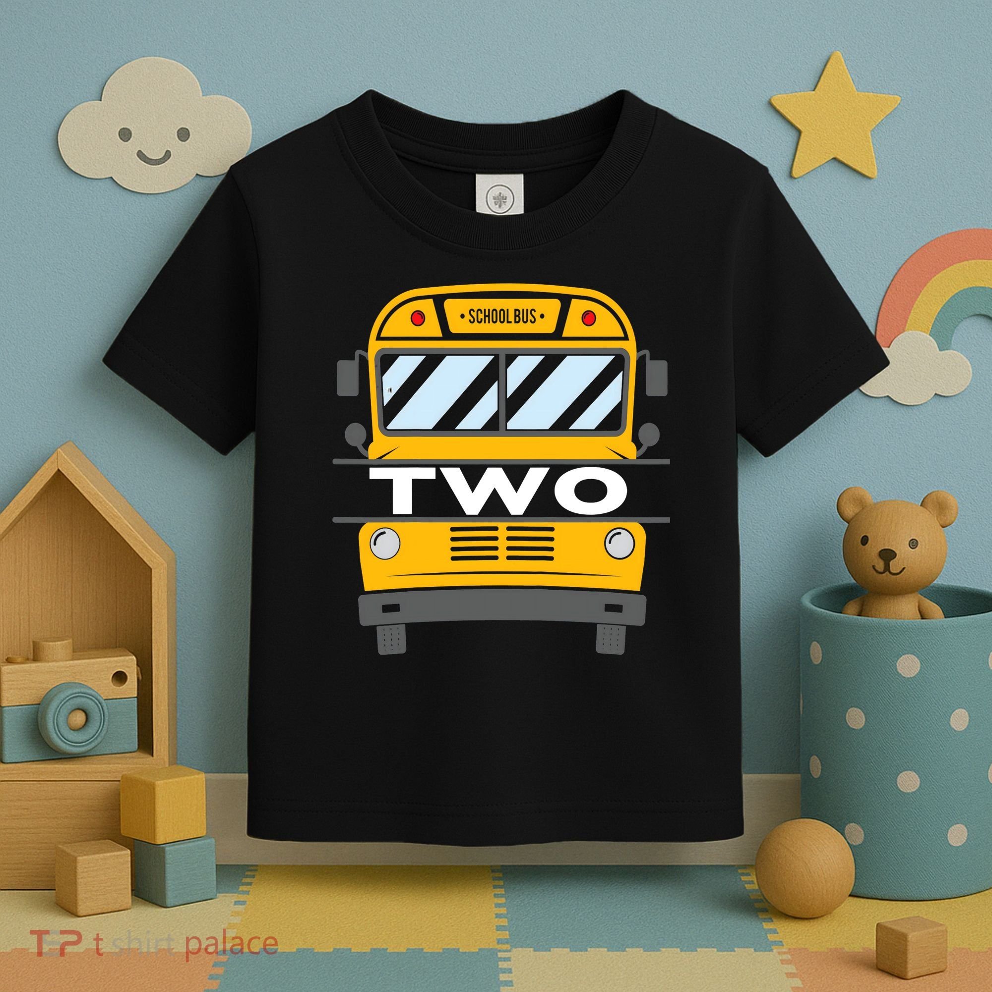 2nd Birthday School Bus theme party Toddler T-Shirt