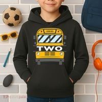 2nd Birthday School Bus theme party Kids Hoodie thumb 2