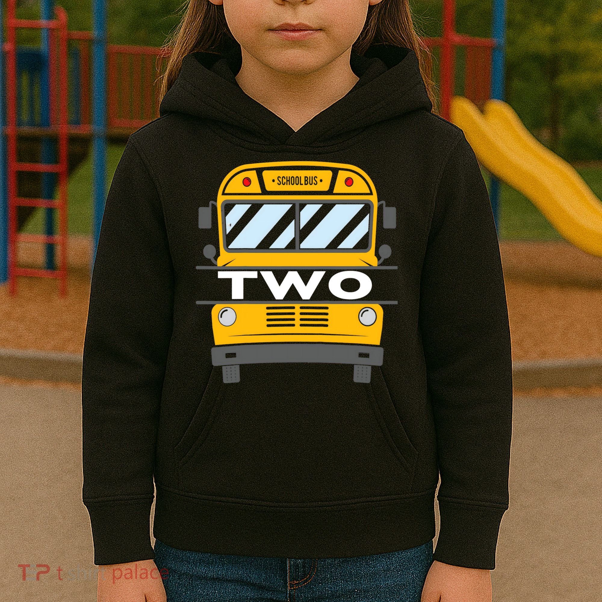 2nd Birthday School Bus theme party Kids Hoodie