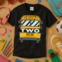 2nd Birthday School Bus theme party Kids T-Shirt thumb 3