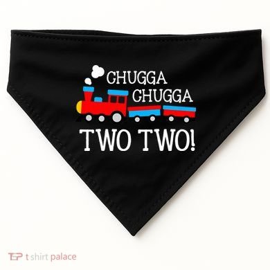 2nd Birthday Train Chugga Chugga Two Two USA-Made Doggie Bandana