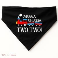 2nd Birthday Train Chugga Chugga Two Two USA-Made Doggie Bandana thumb 0