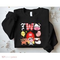 2nd Birthday Two Year Old Farm Theme Animals Birthday Party Sweatshirt thumb 2