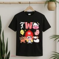 2nd Birthday Two Year Old Farm Theme Animals Birthday Party T-Shirt thumb 2