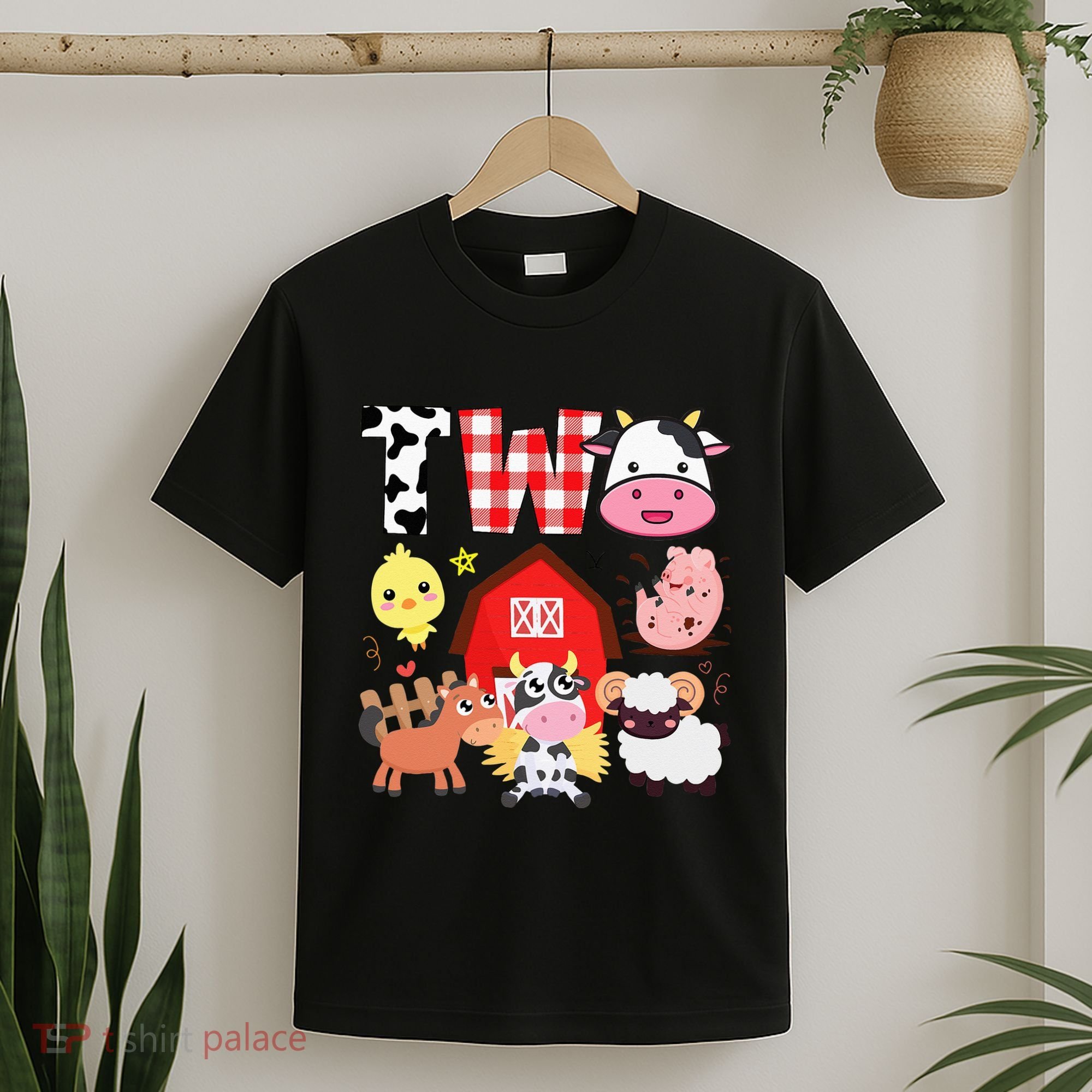 2nd Birthday Two Year Old Farm Theme Animals Birthday Party T-Shirt