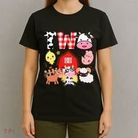 2nd Birthday Two Year Old Farm Theme Animals Birthday Party T-Shirt thumb 4
