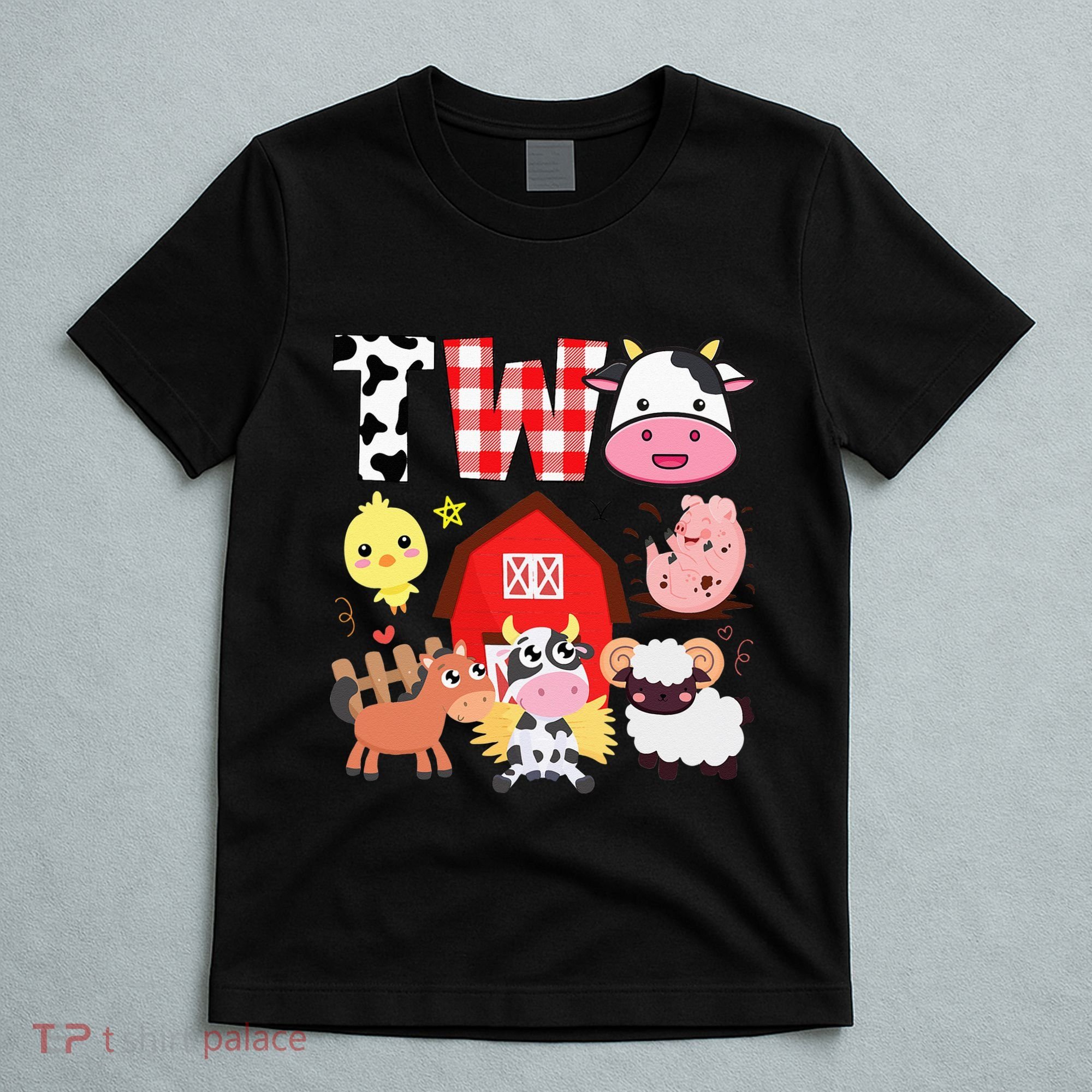 2nd Birthday Two Year Old Farm Theme Animals Birthday Party T-Shirt
